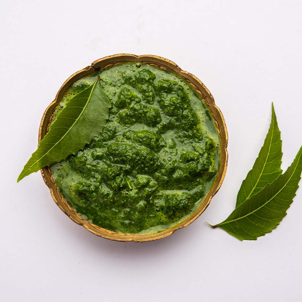 Discover the power of neem leaves and neem paste in a white bowl, a natural remedy for skin and hair concerns.