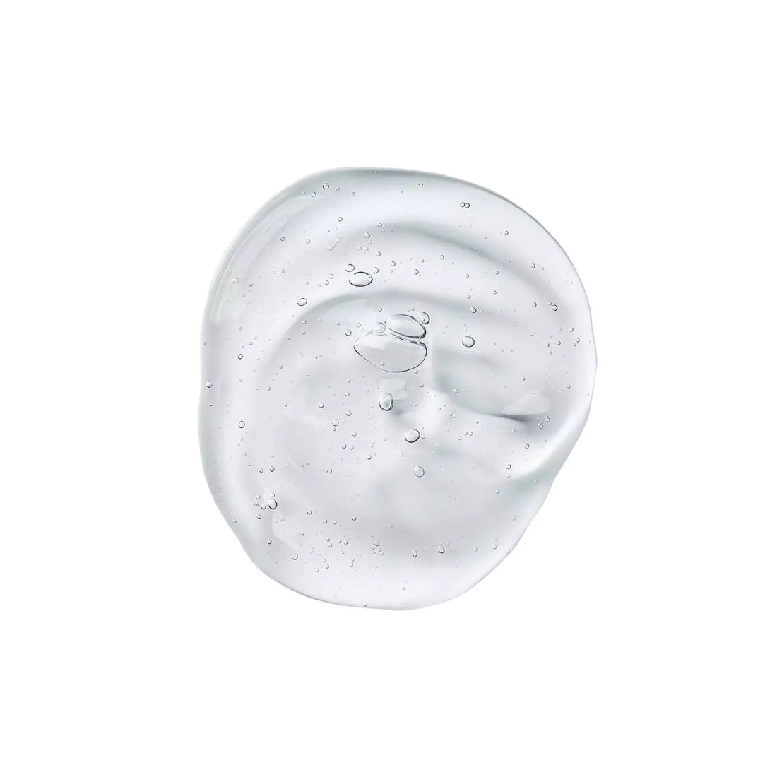 A white ball with bubbles, representing a niacinamide gel used in acne skin care products.